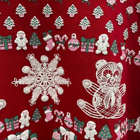 Vintage Scarab San Francisco Teddy Bear Christmas Sweatshirt Medium - Picture 3 of 7